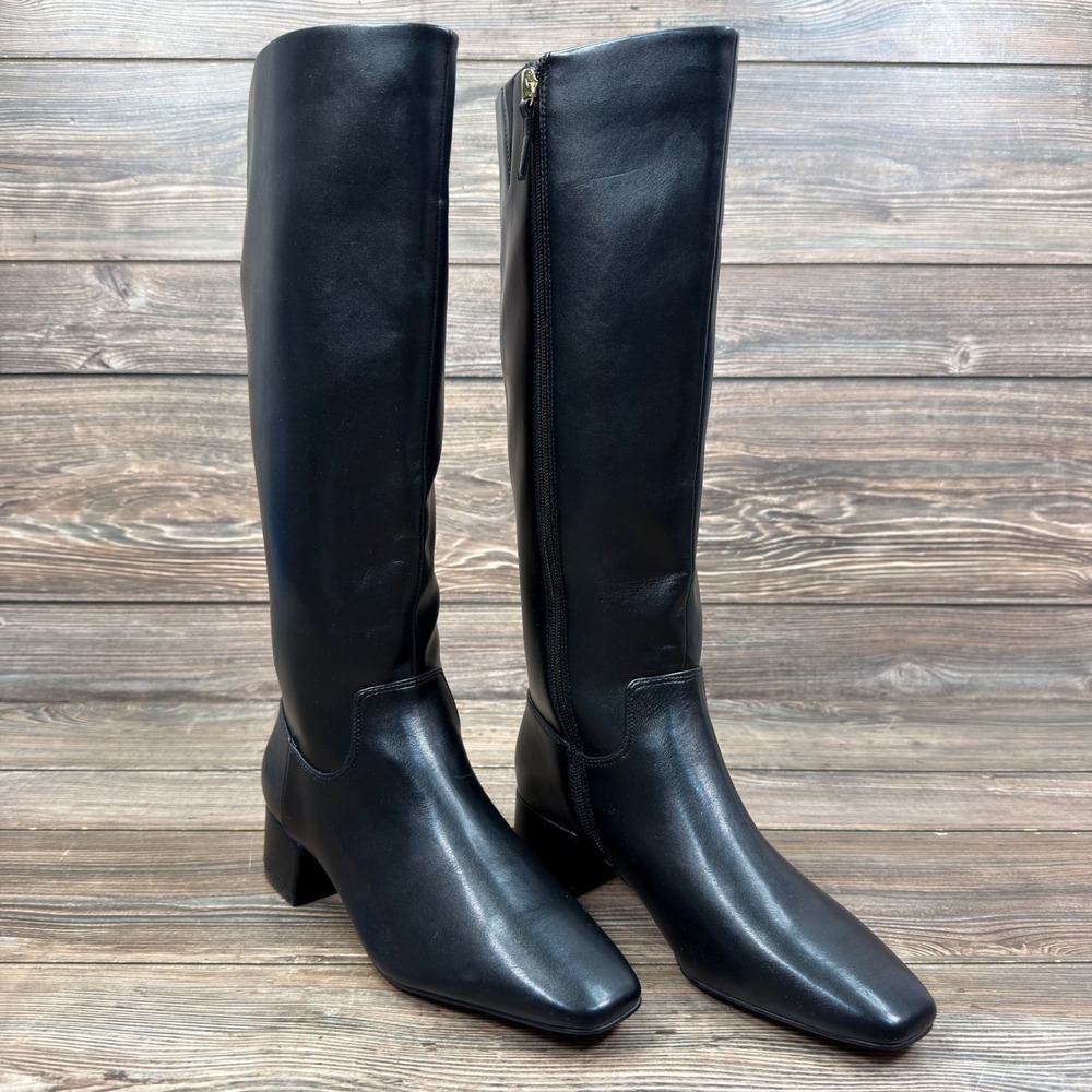 J.Crew Womens Size 9 Square Toe Tall Shaft Boots Black Block Heel Side Zip C0245